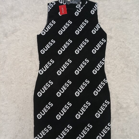 Guess Women’s Black and White Logo Dress Size XL - Picture 2 of 10